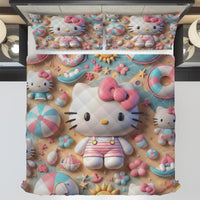 Hello Kitty bed set - Summer quilt set sweet cute 3D high quality cotton quilt & pillowcase - Lusy Store LLC