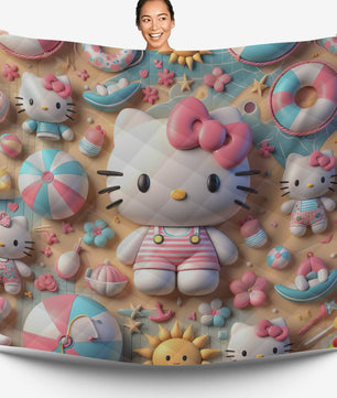 Hello Kitty bed set - Summer quilt set sweet cute 3D high quality cotton quilt & pillowcase - Lusy Store LLC