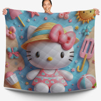 Hello Kitty bed set - Summer quilt set sweet Kitty cute 3D high quality cotton quilt & pillowcase - Lusy Store LLC
