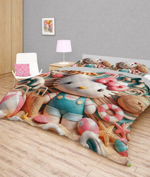 Hello Kitty bed set - Summer sweet quilt set cute 3D high quality cotton quilt & pillowcase - Lusy Store LLC