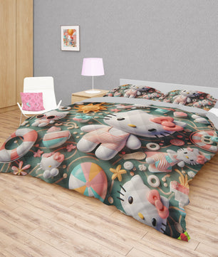 Hello Kitty bed set - Summer sweet quilt set cute 3D high quality cotton quilt & pillowcase - Lusy Store LLC
