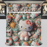 Hello Kitty bed set - Summer sweet quilt set cute 3D high quality cotton quilt & pillowcase - Lusy Store LLC