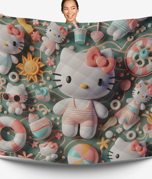 Hello Kitty bed set - Summer sweet quilt set cute 3D high quality cotton quilt & pillowcase - Lusy Store LLC