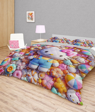 Hello Kitty bed set - Sweet Kitty quilt set cute 3D high quality cotton quilt & pillowcase - Lusy Store LLC
