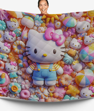 Hello Kitty bed set - Sweet Kitty quilt set cute 3D high quality cotton quilt & pillowcase - Lusy Store LLC