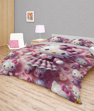 Hello Kitty bed set - Sweet quilt set cute 3D high quality cotton quilt & pillowcase - Lusy Store LLC