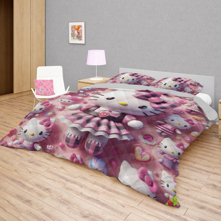 Hello Kitty bed set - Sweet quilt set cute 3D high quality cotton quilt & pillowcase - Lusy Store LLC