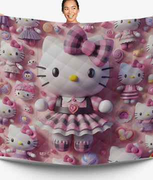 Hello Kitty bed set - Sweet quilt set cute 3D high quality cotton quilt & pillowcase - Lusy Store LLC