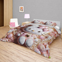 Hello Kitty bed set - Sweet quilt set luxury Kitty cute 3D high quality cotton quilt & pillowcase - Lusy Store LLC