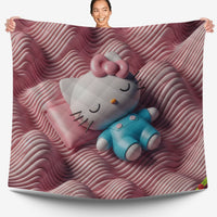 Hello Kitty bed set - Sweet quilt set pink waves cute Kitty sleeping 3D high quality cotton quilt & pillowcase - Lusy Store LLC