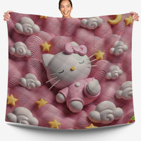 Hello Kitty bed set - Sweet quilt set pink waves cute Kitty sleeping 3D high quality cotton quilt & pillowcase - Lusy Store LLC