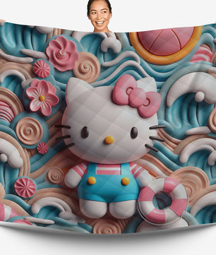 Hello Kitty bed set - Sweet summer quilt set cute 3D high quality cotton quilt & pillowcase - Lusy Store LLC