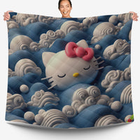 Hello Kitty bed set - Waves art quilt set cute Kitty sleeping 3D high quality cotton quilt & pillowcase - Lusy Store LLC