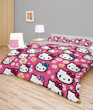 Hello Kitty bedding - Pink Spring bedding set high quality linen fabric duvet cover & pillowcase - Lusy Store LLC
