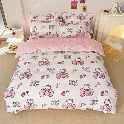 Hello Kitty Bedding Set Duvet Cover with Pillowcase Single King Queen Twin Size Home Textile Children Bedroom 5