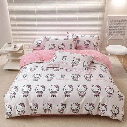 Hello Kitty Bedding Set Duvet Cover with Pillowcase Single King Queen Twin Size Home Textile Children Bedroom 2