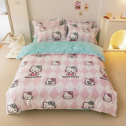 Hello Kitty Bedding Set Duvet Cover with Pillowcase Single King Queen Twin Size Home Textile Children Bedroom 1