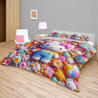 Hello Kitty bedding - Sweet Kitty bedding set cute 3D high quality linen fabric duvet cover & pillowcase - Lusy Store LLC