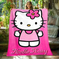 Hello Kitty Blanket Lightweight Flannel Throw For Sofa Bedroom Travel Camping Livingroom Office 13