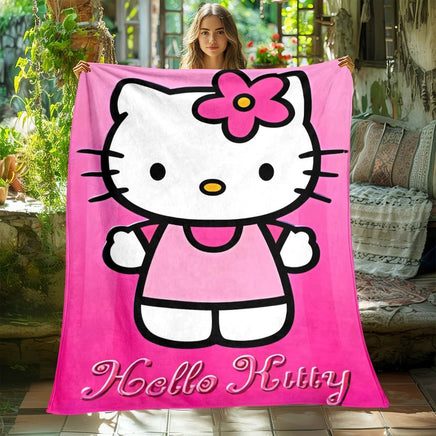 Hello Kitty Blanket Lightweight Flannel Throw For Sofa Bedroom Travel Camping Livingroom Office 13