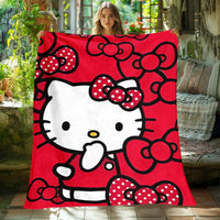 Hello Kitty Blanket Lightweight Flannel Throw For Sofa Bedroom Travel Camping Livingroom Office 12
