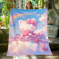 Hello Kitty Blanket Lightweight Flannel Throw For Sofa Bedroom Travel Camping Livingroom Office 6