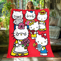 Hello Kitty Blanket Lightweight Flannel Throw For Sofa Bedroom Travel Camping Livingroom Office 14
