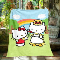 Hello Kitty Blanket Lightweight Flannel Throw For Sofa Bedroom Travel Camping Livingroom Office 15