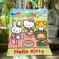 Hello Kitty Blanket Lightweight Flannel Throw For Sofa Bedroom Travel Camping Livingroom Office 10