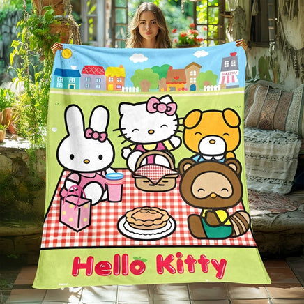 Hello Kitty Blanket Lightweight Flannel Throw For Sofa Bedroom Travel Camping Livingroom Office 10