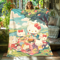 Hello Kitty Blanket Lightweight Flannel Throw For Sofa Bedroom Travel Camping Livingroom Office 9