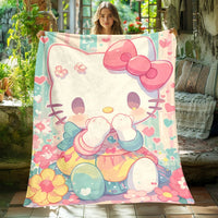 Hello Kitty Blanket Lightweight Flannel Throw For Sofa Bedroom Travel Camping Livingroom Office 17
