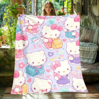 Hello Kitty Blanket Lightweight Flannel Throw For Sofa Bedroom Travel Camping Livingroom Office 2