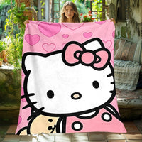Hello Kitty Blanket Lightweight Flannel Throw For Sofa Bedroom Travel Camping Livingroom Office 11