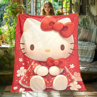 Hello Kitty Blanket Lightweight Flannel Throw For Sofa Bedroom Travel Camping Livingroom Office 4