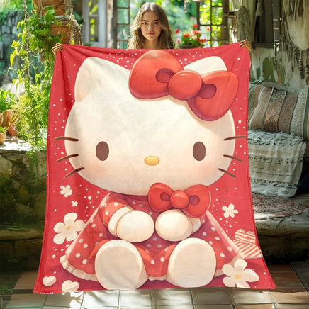 Hello Kitty Blanket Lightweight Flannel Throw For Sofa Bedroom Travel Camping Livingroom Office 4