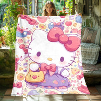 Hello Kitty Blanket Lightweight Flannel Throw For Sofa Bedroom Travel Camping Livingroom Office 16