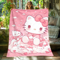 Hello Kitty Blanket Lightweight Flannel Throw For Sofa Bedroom Travel Camping Livingroom Office 5
