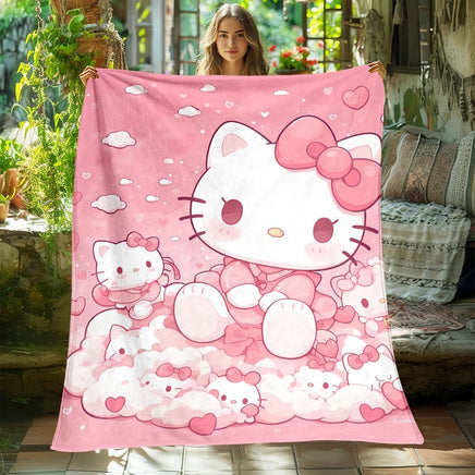 Hello Kitty Blanket Lightweight Flannel Throw For Sofa Bedroom Travel Camping Livingroom Office 5
