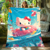 Hello Kitty Blanket Lightweight Flannel Throw For Sofa Bedroom Travel Camping Livingroom Office 8
