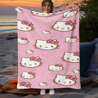 Hello Kitty Cute Blanket Lightweight Flannel for Sofa Bed Thin Blanket Camping Livingroom Picnic 5