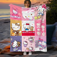 Hello Kitty Cute Blanket Lightweight Flannel for Sofa Bed Thin Blanket Camping Livingroom Picnic 8