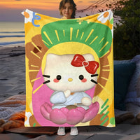 Hello Kitty Cute Blanket Lightweight Flannel for Sofa Bed Thin Blanket Camping Livingroom Picnic 6