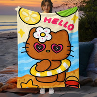 Hello Kitty Cute Blanket Lightweight Flannel for Sofa Bed Thin Blanket Camping Livingroom Picnic 7