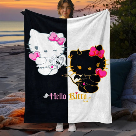Hello Kitty Cute Blanket Lightweight Flannel for Sofa Bed Thin Blanket Camping Livingroom Picnic 3