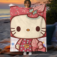 Hello Kitty Cute Blanket Lightweight Flannel for Sofa Bed Thin Blanket Camping Livingroom Picnic 2