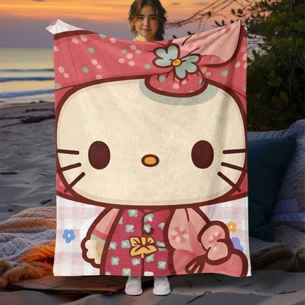 Hello Kitty Cute Blanket Lightweight Flannel for Sofa Bed Thin Blanket Camping Livingroom Picnic 2