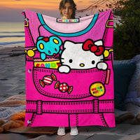 Hello Kitty Cute Blanket Lightweight Flannel for Sofa Bed Thin Blanket Camping Livingroom Picnic 4