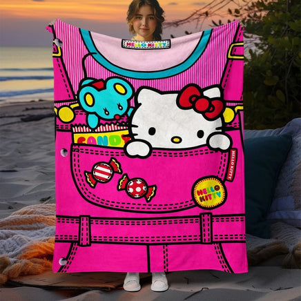 Hello Kitty Cute Blanket Lightweight Flannel for Sofa Bed Thin Blanket Camping Livingroom Picnic 4