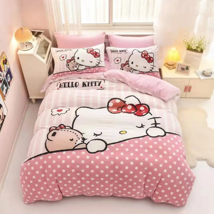 Hello Kitty Duvet Cover Bedding Set Cute Cartoon Bedroom Decoration Children Teens Girl Birthday Gifts 3